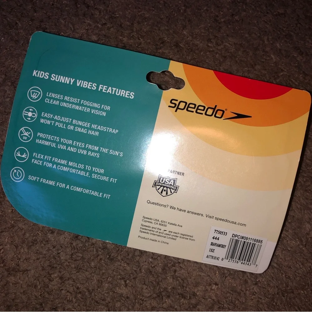 Speedo Kids Sunny Vibes Sunglass Style Goggles, New